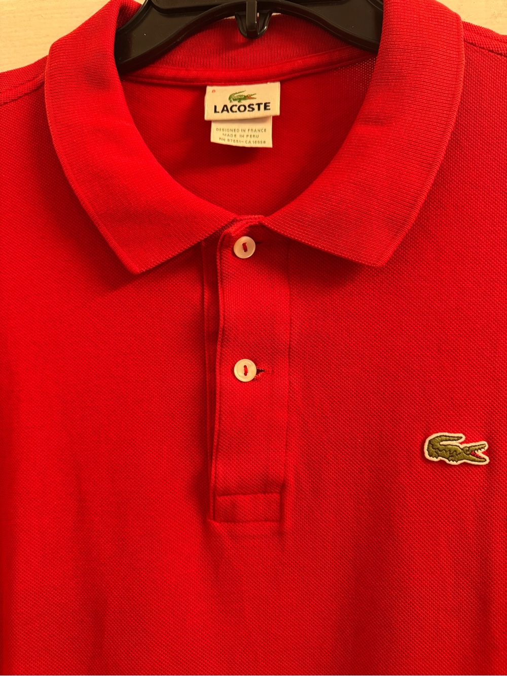 Vintage Lacoste Red Polo with Green Crocodile Logo For Men Size XL(8)